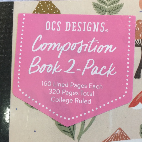 Mushroom Floral Writers Composition Books Set of Two NWT by OCS Designs 160 line - Picture 6 of 16
